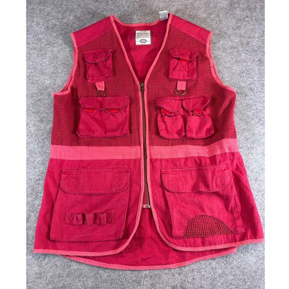 VINTAGE Bugle Boy Vest Mens Medium Red Fishing Outdoor Utility Workwear 90s - Picture 1 of 8